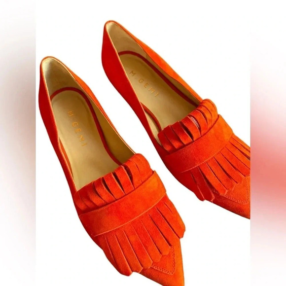 M. Gemi Pointed Fringe Slip On Suede Burnt Orange Size 35 - Picture 4 of 12
